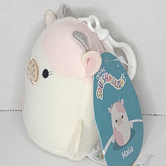 MALIA 🐄 Pink & White Seacow Clip Original Squishmallow by Kelly Toy ☆》NWT《☆ - Picture 4 of 8